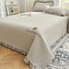 Luxury Soft Knitted Cotton Ruffle Bedspread – Comfortable Quilted Double Bed Cover Set