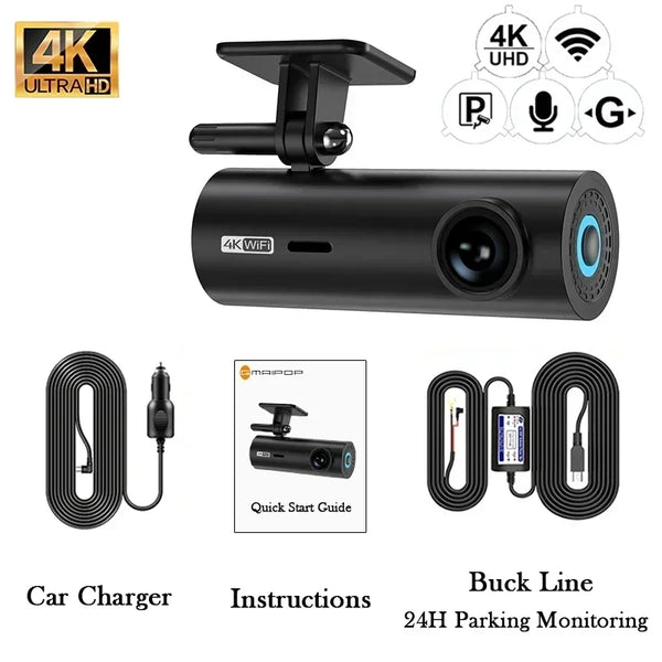 4K Car DVR Video Recorder – Dash Cam with Night Vision, Loop Recording & WIFI