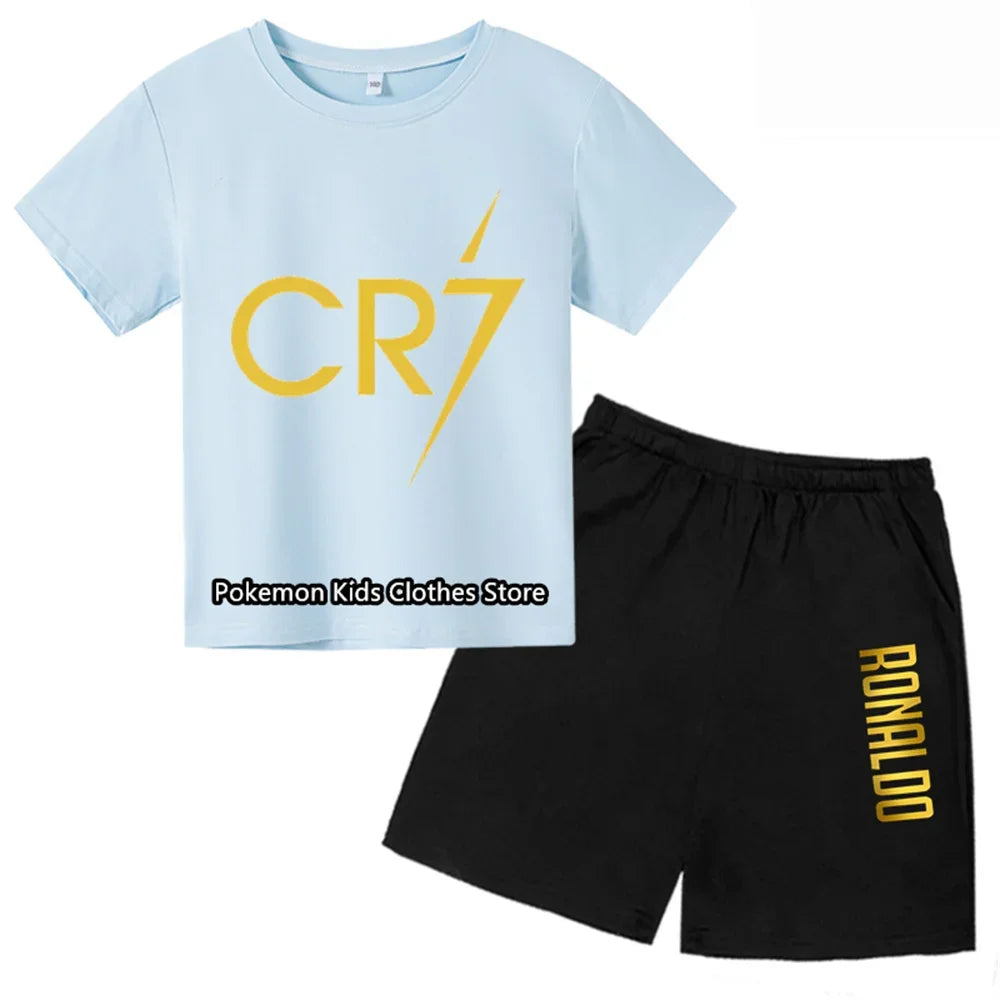 CR7 Baby Boys Clothing Sets - Summer Kids Sports T-shirt + Shorts 2-piece Set