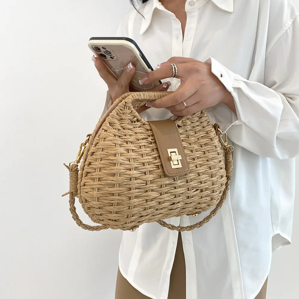 Elegant Fashion Straw Woven Bags - Versatile Rattan Crossbody & Shoulder Bag