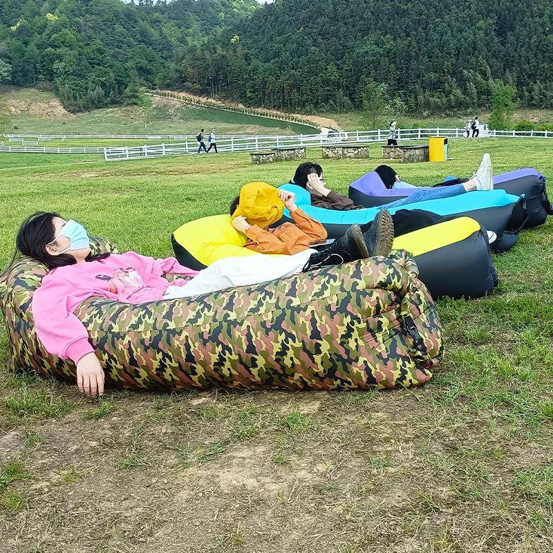 Trend Outdoor Products Fast Infaltable Air Sofa Bed Good Quality Sleeping Bag Inflatable Air Bag Lazy bag Beach Sofa 240*70cm