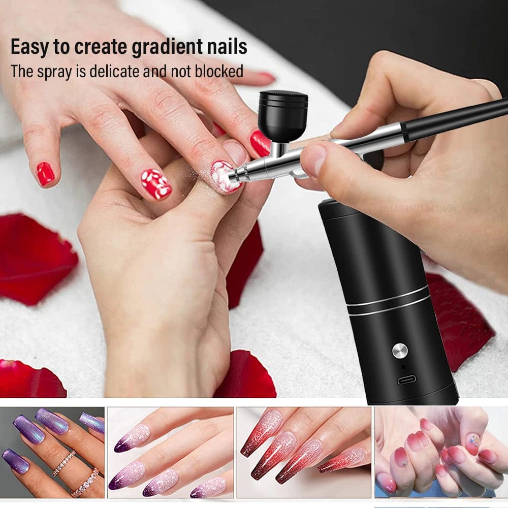 Portable Airbrush Nail Kit with Compressor - Ideal for Nail Art, Painting Crafts, and More