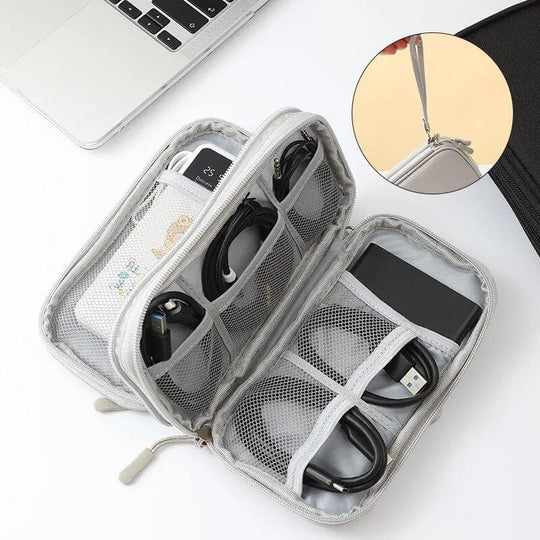 On-the-Go Organization: Stylish Travel Portable Digital Storage Bag in Pink, Grey, Black, or Navy