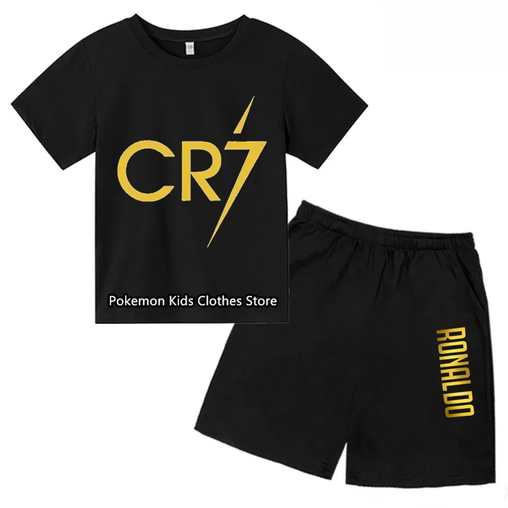 CR7 Baby Boys Clothing Sets - Summer Kids Sports T-shirt + Shorts 2-piece Set