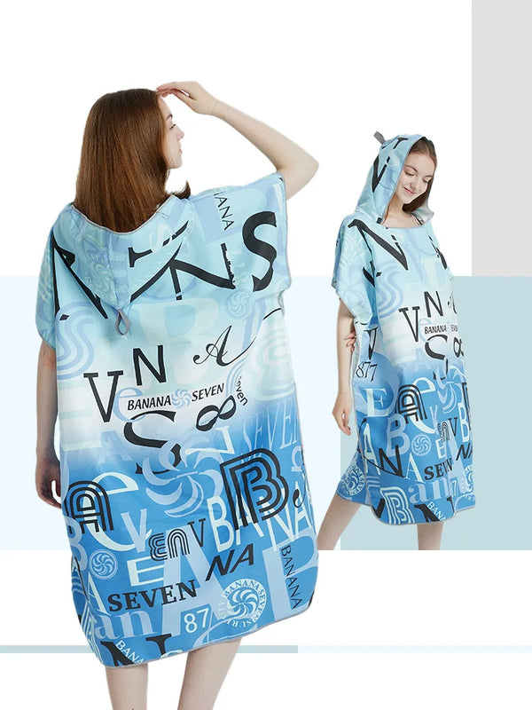 Surf Poncho Towel Poncho Quick-Dry Towel Hoodie Microfiber Beach Robe Changing Poncho Swim Towel Beach Poncho For Adults A12