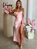 Stunning Sexy Split Maxi Dress - Backless Satin Sheath Dress for Prom & Parties