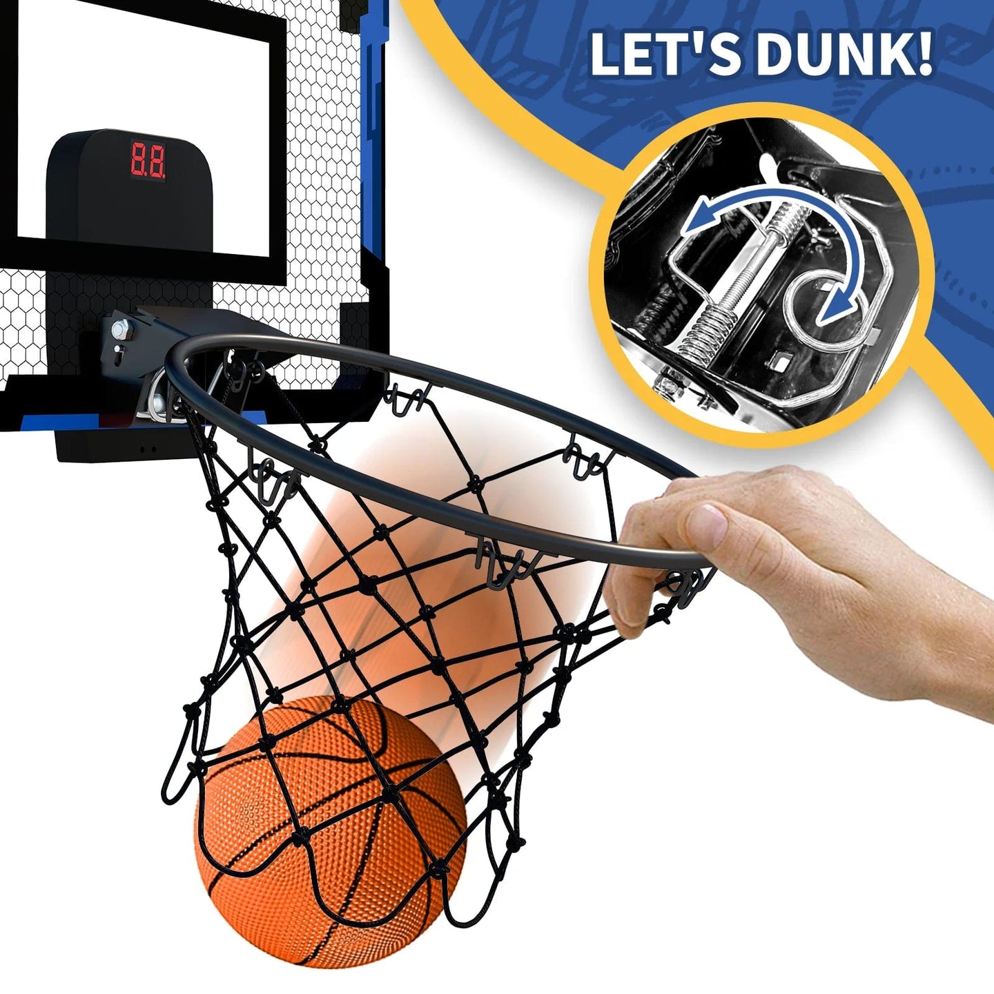 Mini Basketball Hoop Suit - Indoor/Outdoor Door Hoop with Infrared Sensor & Steel Rim