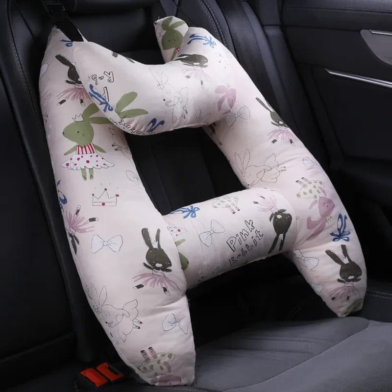 Natural Fiber Delight: Blue Dinosaur and Pink Girl Designs in Our Cute Car Neck Pillow Set