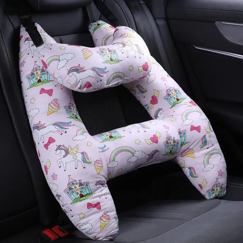 Natural Fiber Delight: Blue Dinosaur and Pink Girl Designs in Our Cute Car Neck Pillow Set