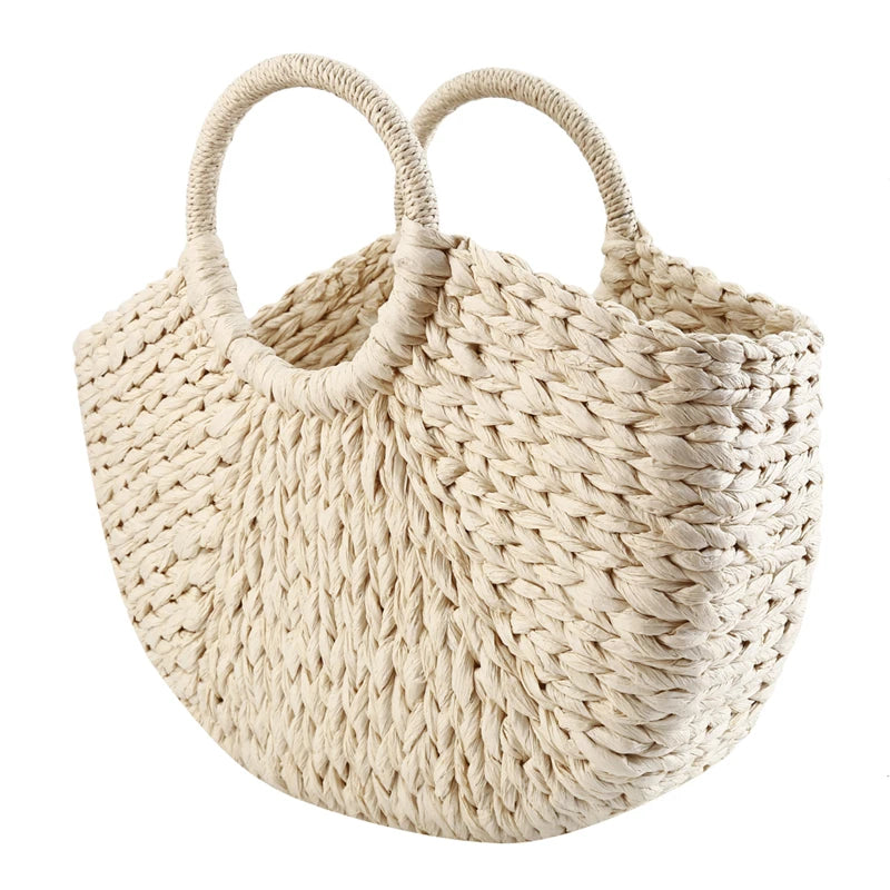 Handmade Rattan Handbag – Simple All-Match Tote for Women