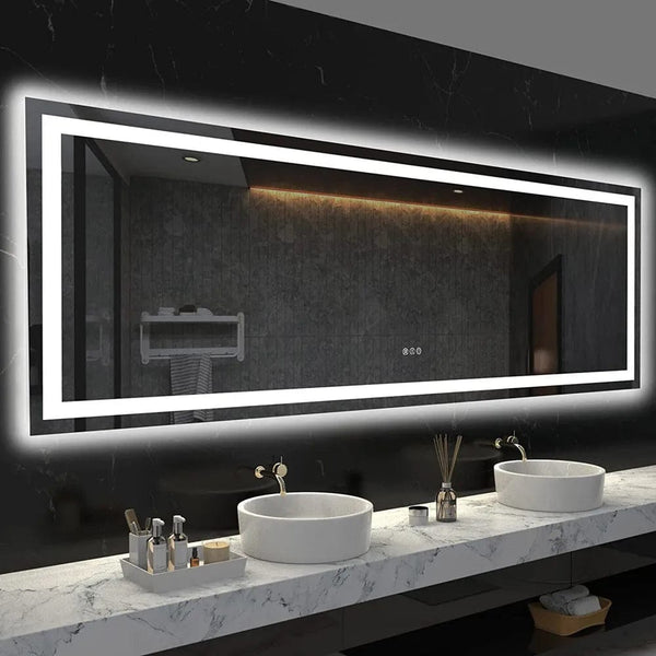 LUVODI Waterproof Double Sink Mirror with Light Large LED Bathroom Mirror Full Length Dressing Mirror