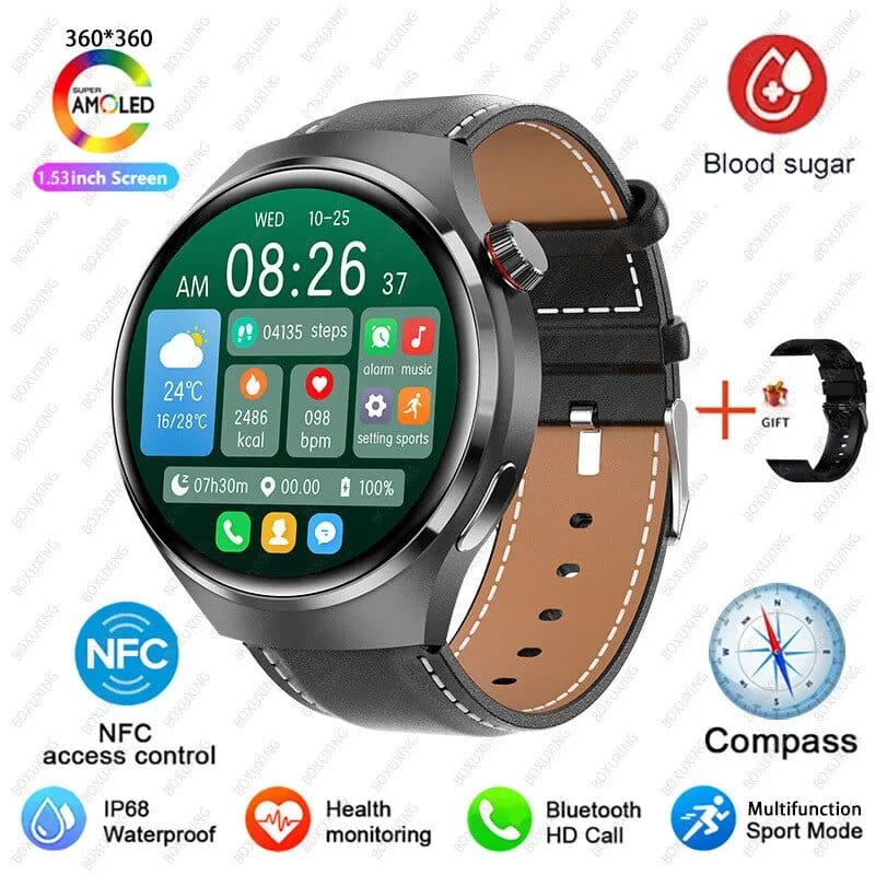 GT4 PRO Smart Watch Men Watch 4 Pro AMOLED HD Screen Bluetooth Call GPS NFC Heart rate BloodSugar SmartWatch 2023 New