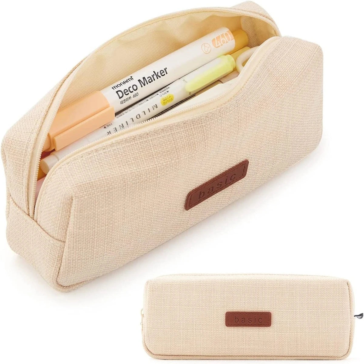 Pencil Case – Washable Cotton Linen Pen Bag for School & Office Supplies