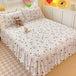 Bonenjoy Bed Skirt Cartoon Style Bed Cover Ruffled Bedsheet falda de cama Quilted Mattress Covers Lace Bedspread No Pillowcase