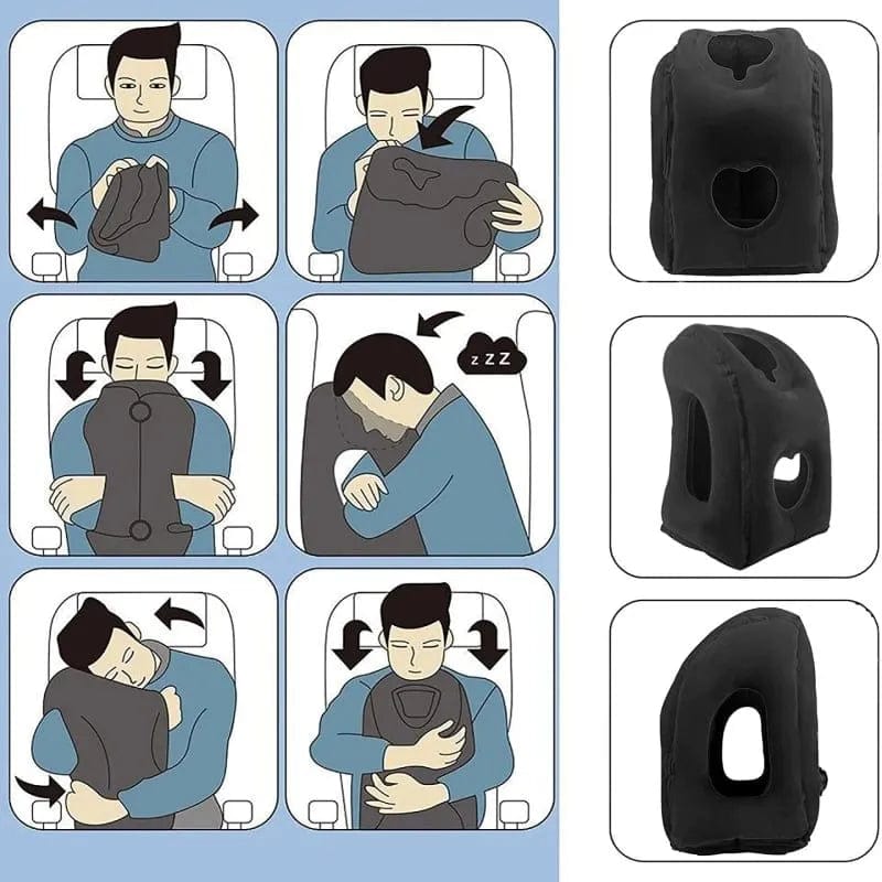 Inflatable Travel Pillow,Inflatable Airplane Pillow Comfortably Supports Head Neck and Chin,Inflatable Neck Pillow for Travel