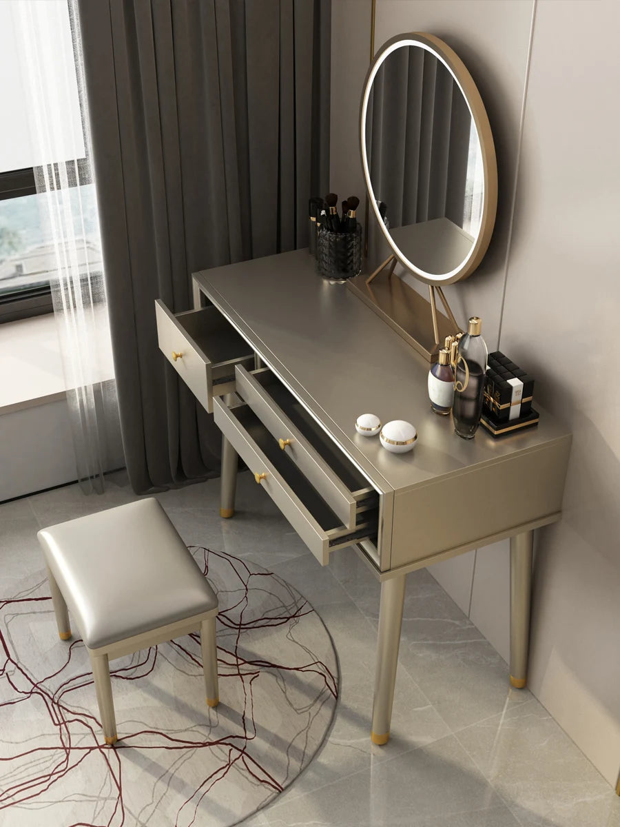 Light Luxury Cherry Wood Dressing Table | Modern American Style | Complete Installation