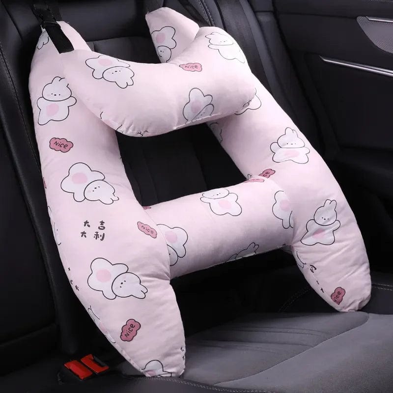 Natural Fiber Delight: Blue Dinosaur and Pink Girl Designs in Our Cute Car Neck Pillow Set