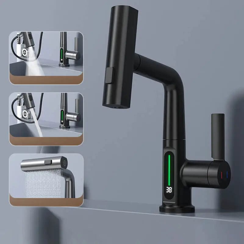 Waterfall Basin Faucet Stream Sprayer Hot Cold Water Sink Mixer