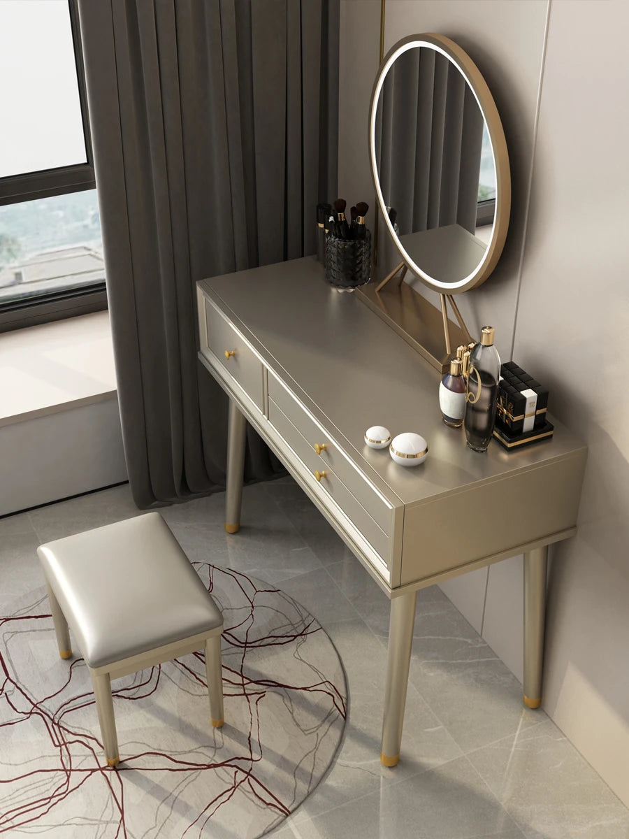 Light Luxury Cherry Wood Dressing Table | Modern American Style | Complete Installation