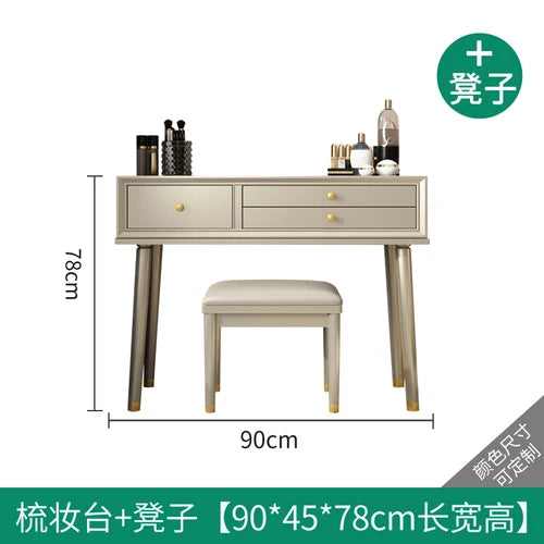 Light Luxury Cherry Wood Dressing Table | Modern American Style | Complete Installation