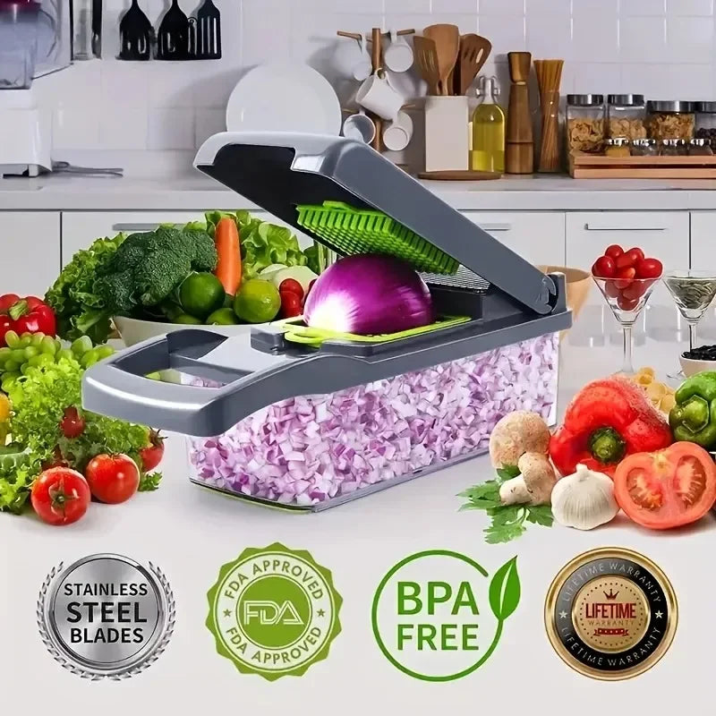 Multifunctional Vegetable Chopper - Stainless Steel Slicer and Dicer