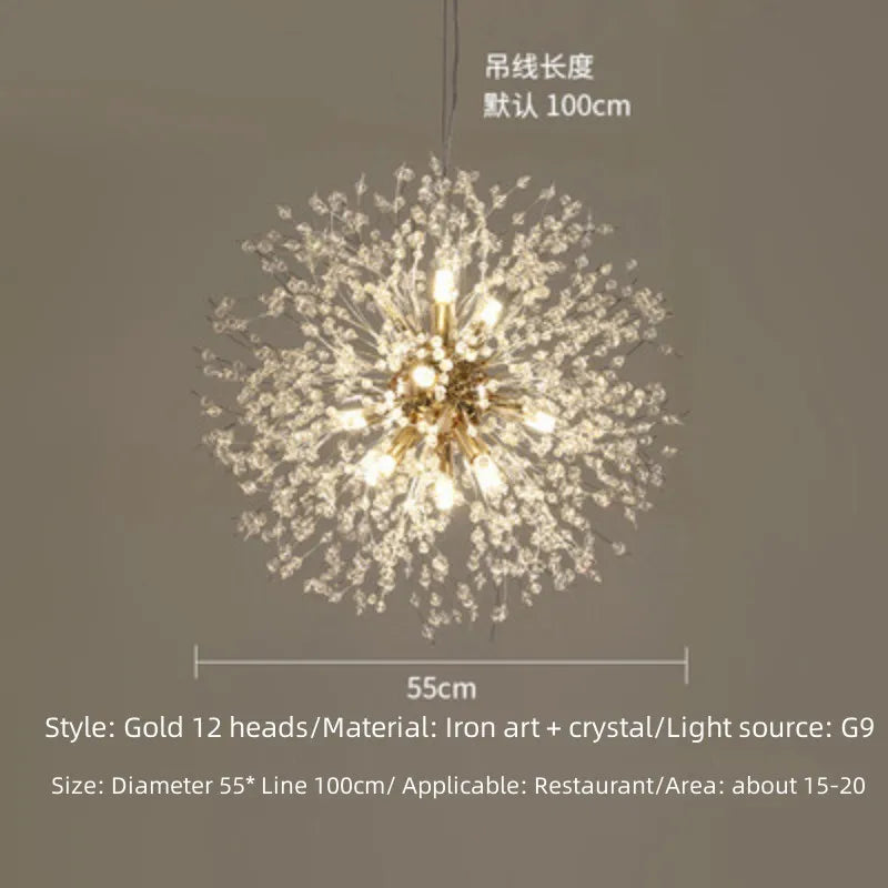 Modern Fireworks Crystal Chandelier | Dimmable LED Light for Bars & Clothing Stores