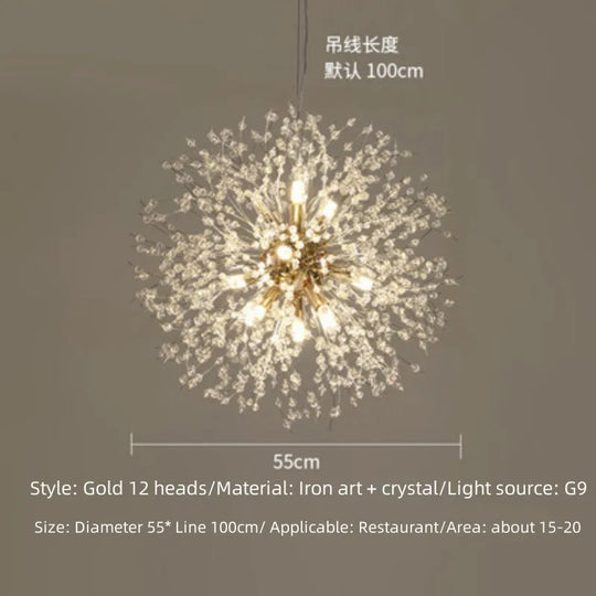 Modern Fireworks Crystal Chandelier | Dimmable LED Light for Bars & Clothing Stores