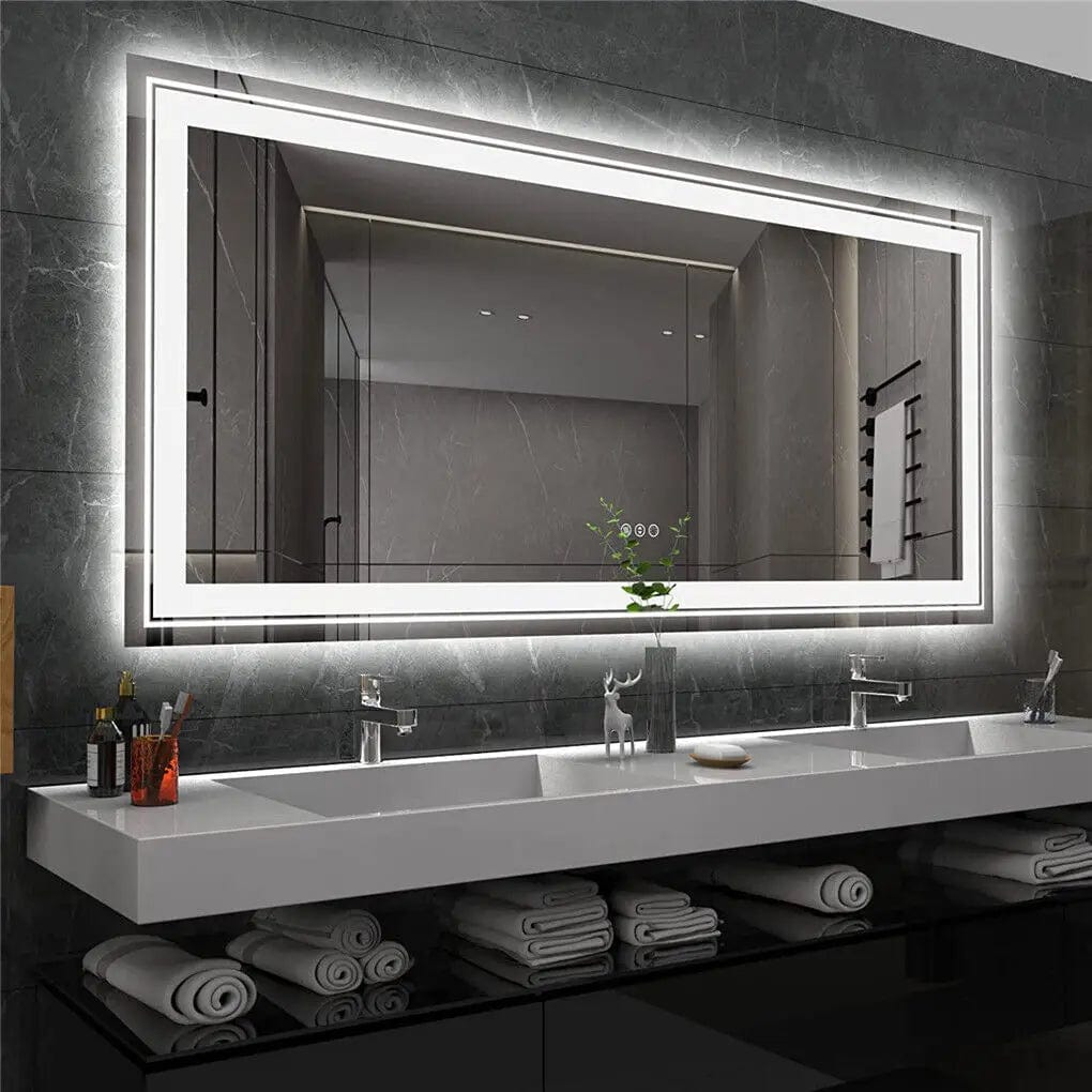 LUVODI Waterproof Double Sink Mirror with Light Large LED Bathroom Mirror Full Length Dressing Mirror