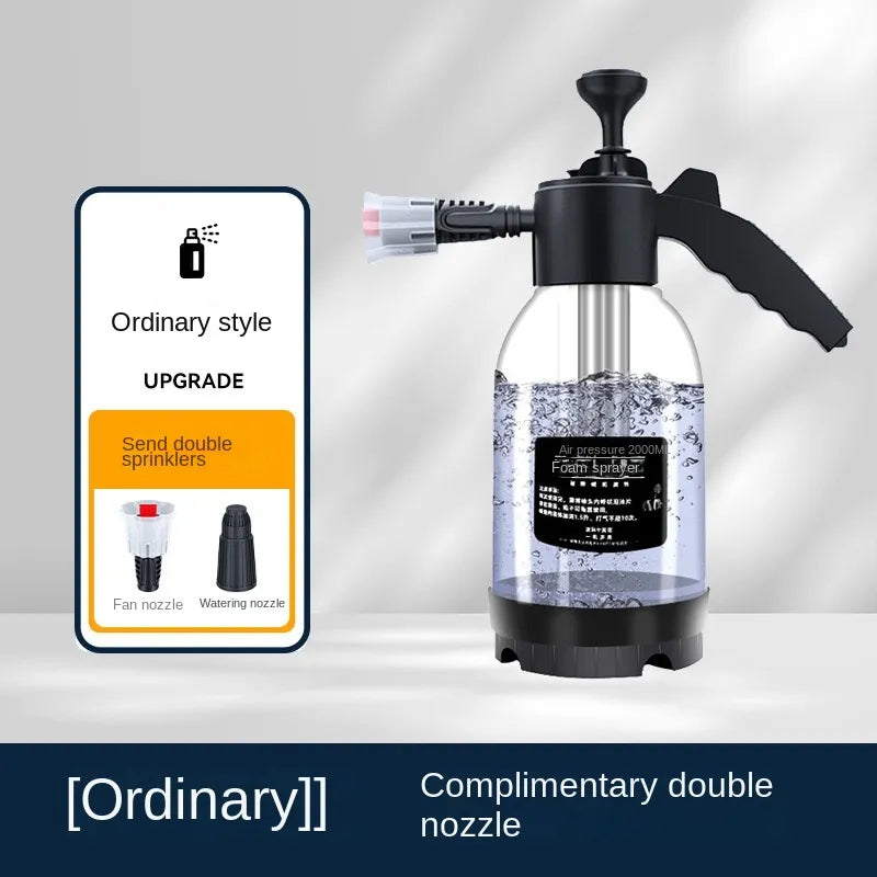 Snow Foam Car Wash Spray Bottle - 2L Hand Pump Foam Sprayer with 3 Nozzles for Easy Cleaning