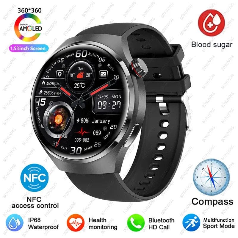 GT4 PRO Smart Watch Men Watch 4 Pro AMOLED HD Screen Bluetooth Call GPS NFC Heart rate BloodSugar SmartWatch 2023 New