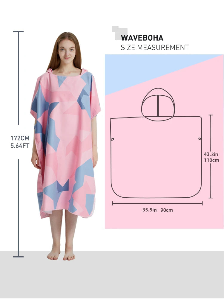 Surf Poncho Towel Poncho Quick-Dry Towel Hoodie Microfiber Beach Robe Changing Poncho Swim Towel Beach Poncho For Adults A5