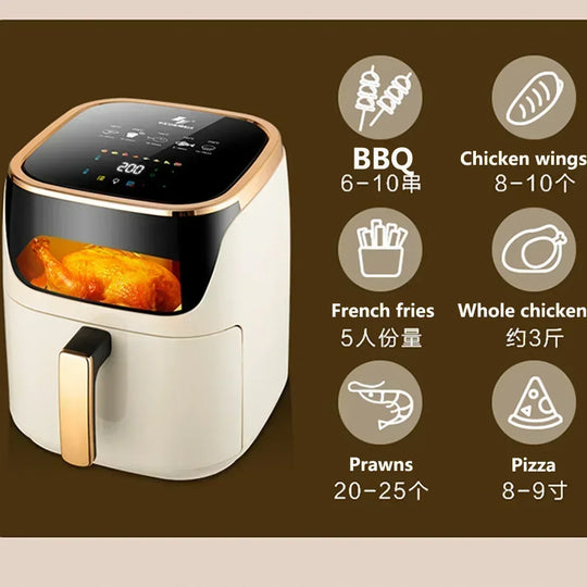 Smart Air Fryers 10L | Large-Capacity Oil-Free Electric Oven | 1500W Touch Control