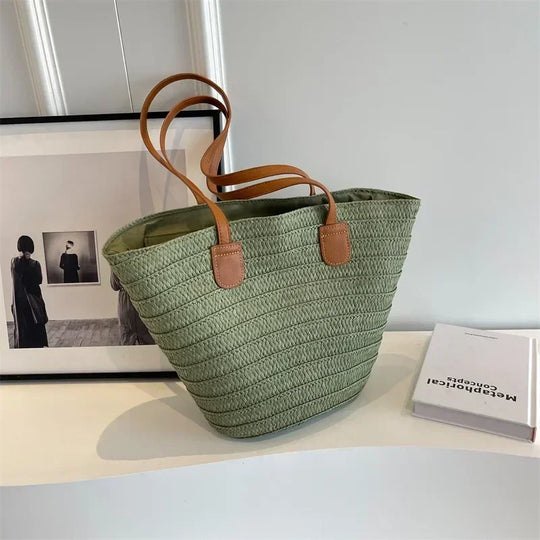 Women Braided Basket Clutches Top-Handle Bag - Stylish & Functional Summer Tote