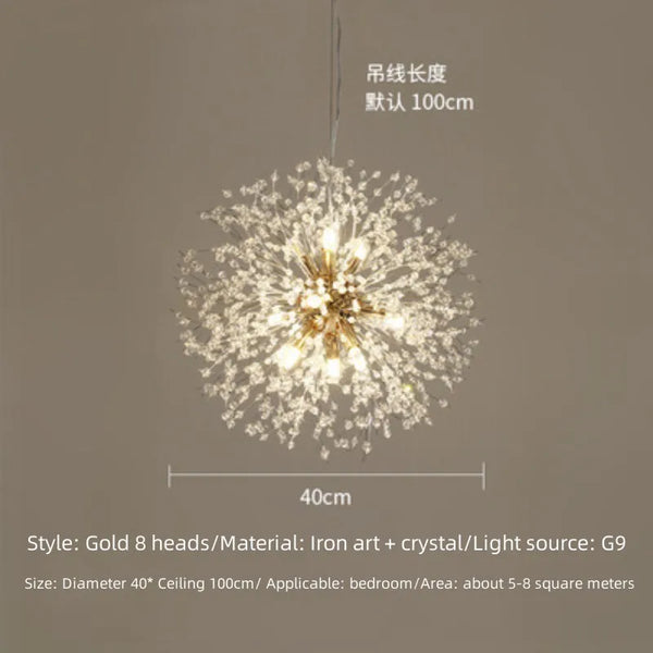Modern Fireworks Crystal Chandelier | Dimmable LED Light for Bars & Clothing Stores
