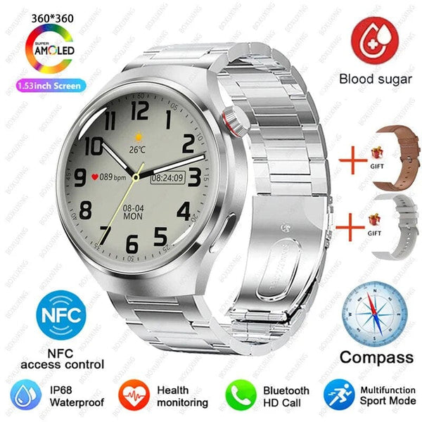 GT4 PRO Smart Watch Men Watch 4 Pro AMOLED HD Screen Bluetooth Call GPS NFC Heart rate BloodSugar SmartWatch 2023 New