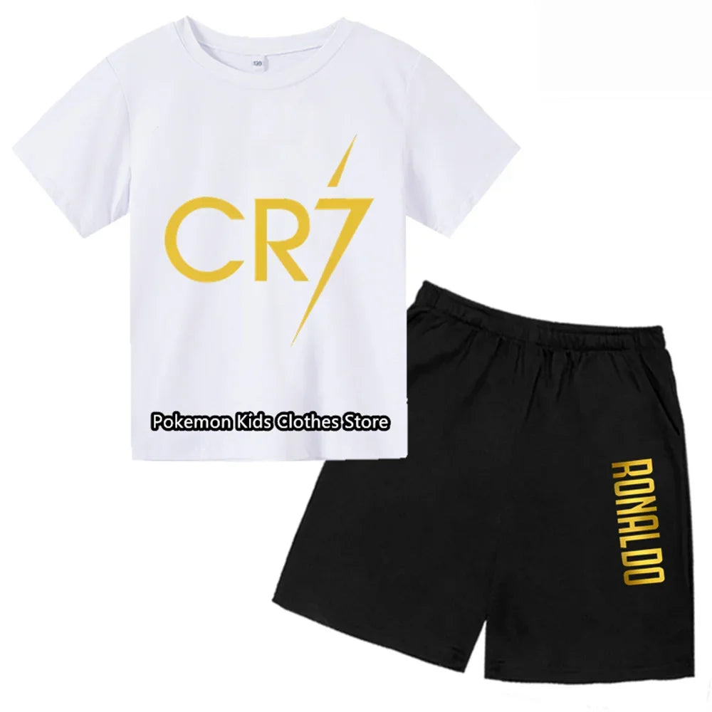 CR7 Baby Boys Clothing Sets - Summer Kids Sports T-shirt + Shorts 2-piece Set