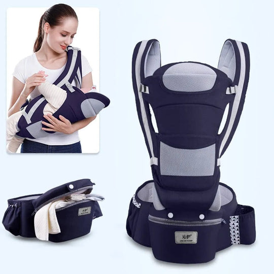 Ergonomic Baby Carrier Backpack - Newborn Hipseat Carrier, Front Facing Kangaroo Baby Wrap Sling for Comfortable Travel