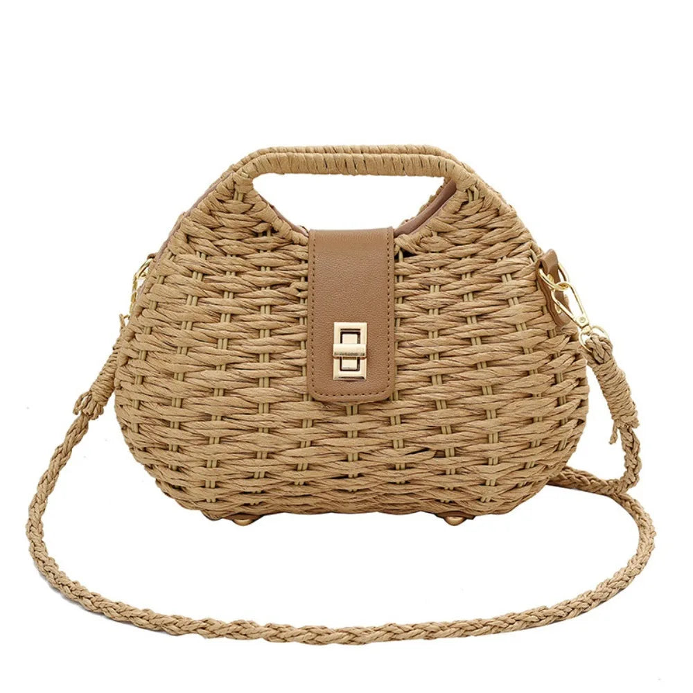 Elegant Fashion Straw Woven Bags - Versatile Rattan Crossbody & Shoulder Bag