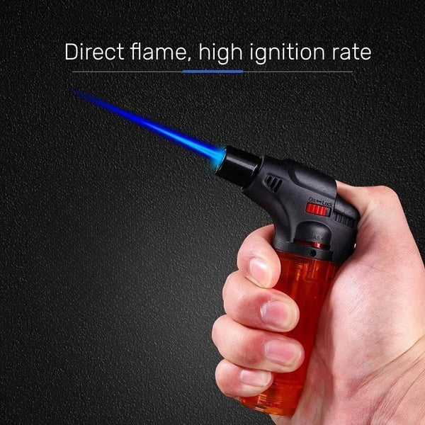 Portable Windproof Butane Lighter - Transparent Gas Window Torch for Outdoor Use