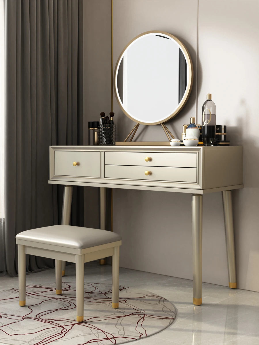 Light Luxury Cherry Wood Dressing Table | Modern American Style | Complete Installation