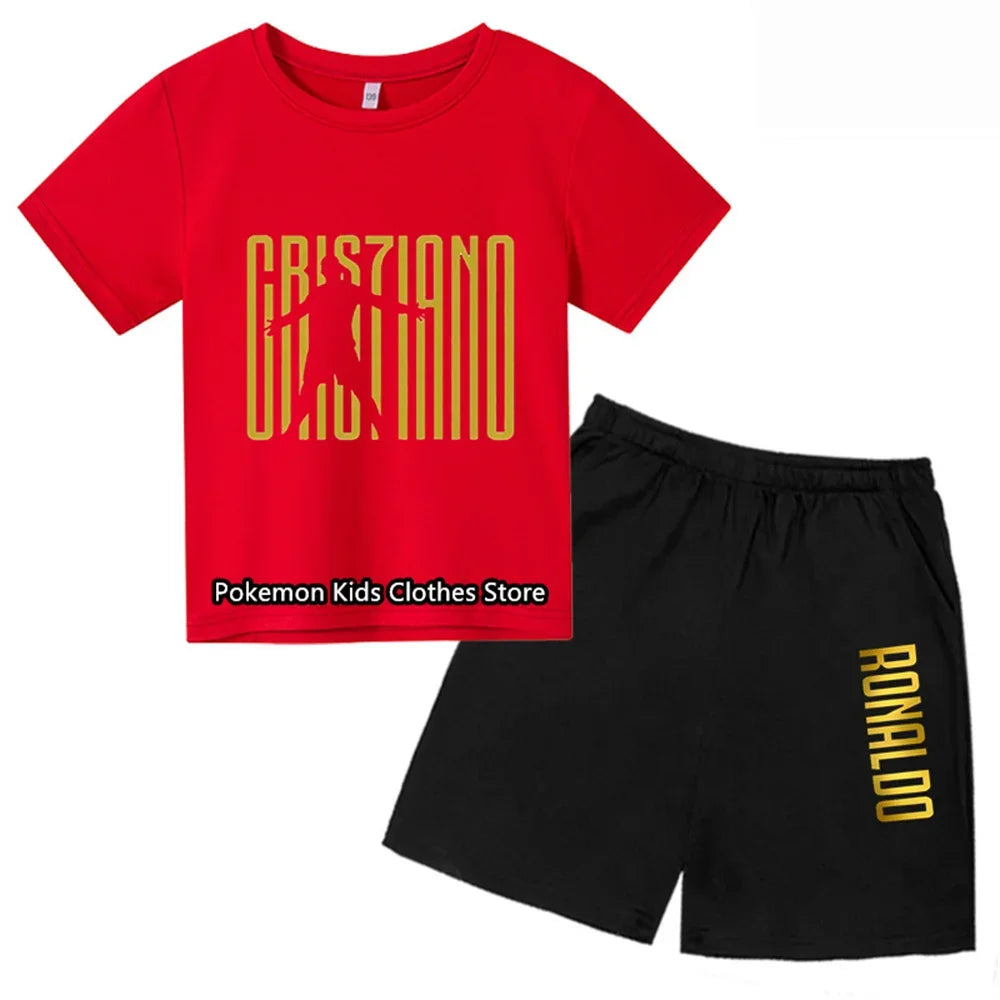 CR7 Baby Boys Clothing Sets - Summer Kids Sports T-shirt + Shorts 2-piece Set