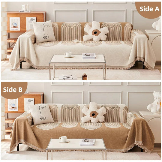 Cotton Sofa Cover with Anti-Scratch Protection - All-Season Comfort