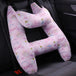 Natural Fiber Delight: Blue Dinosaur and Pink Girl Designs in Our Cute Car Neck Pillow Set