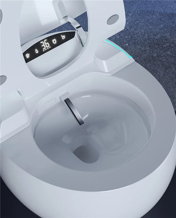 Modern Round Smart Toilet - Intelligent Auto Flush Electric Bidet WC Bowl