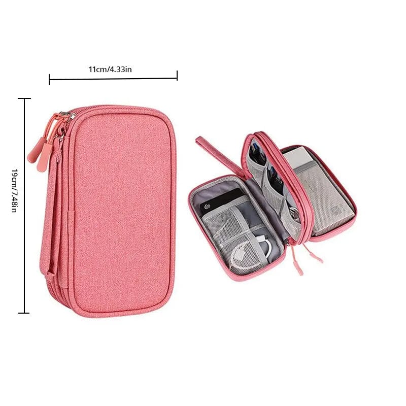 On-the-Go Organization: Stylish Travel Portable Digital Storage Bag in Pink, Grey, Black, or Navy