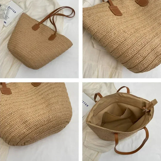 Women Braided Basket Clutches Top-Handle Bag - Stylish & Functional Summer Tote