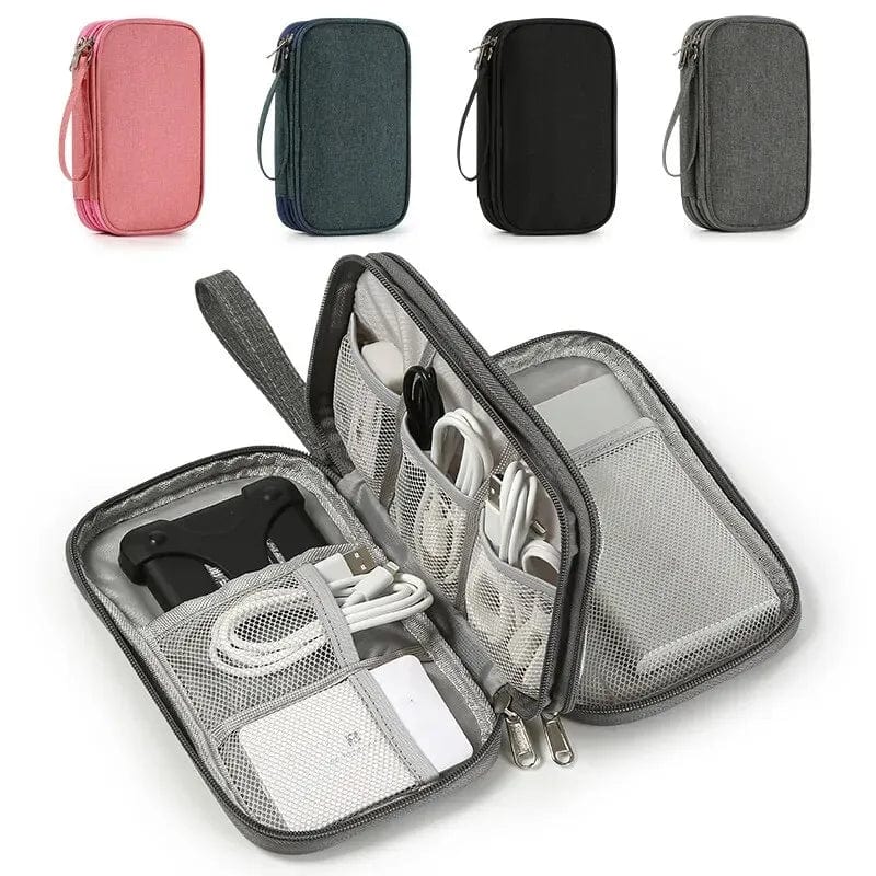 On-the-Go Organization: Stylish Travel Portable Digital Storage Bag in Pink, Grey, Black, or Navy