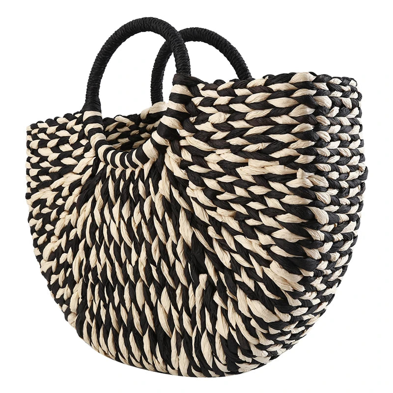 Handmade Rattan Handbag – Simple All-Match Tote for Women