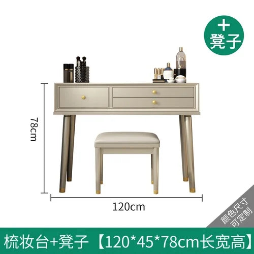 Light Luxury Cherry Wood Dressing Table | Modern American Style | Complete Installation