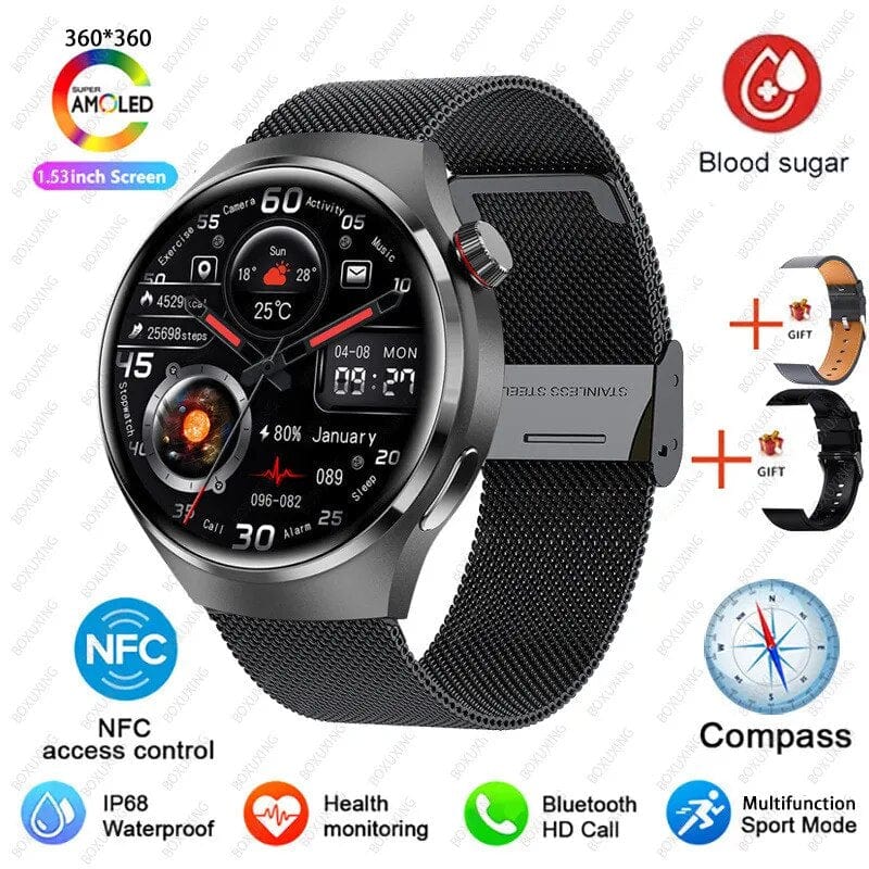 GT4 PRO Smart Watch Men Watch 4 Pro AMOLED HD Screen Bluetooth Call GPS NFC Heart rate BloodSugar SmartWatch 2023 New